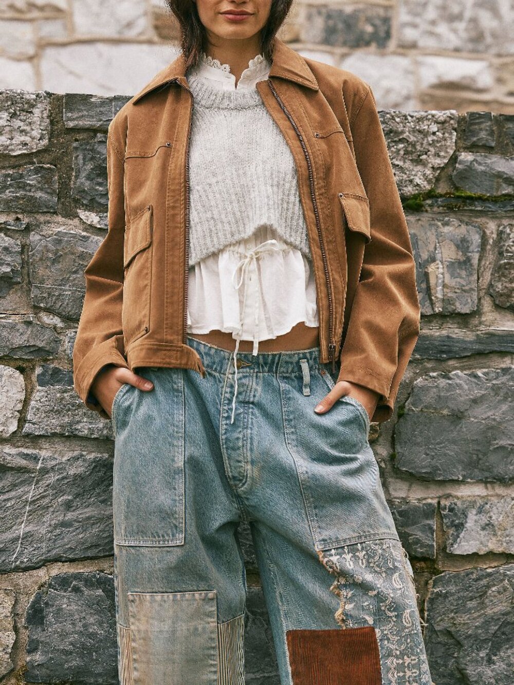 Free People Suede Leather Jacket in Camel Brown - Picture 7 of 11